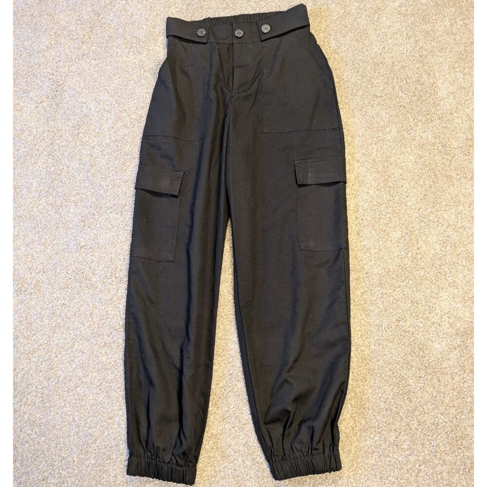 Dazy Black Cargo Pants Joggers w/ Ankle Cuffs Womens Medium Casual Streetwear